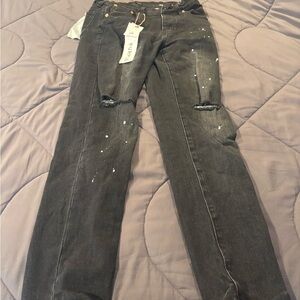 Men's Slim Fit Distressed Gray Jeans